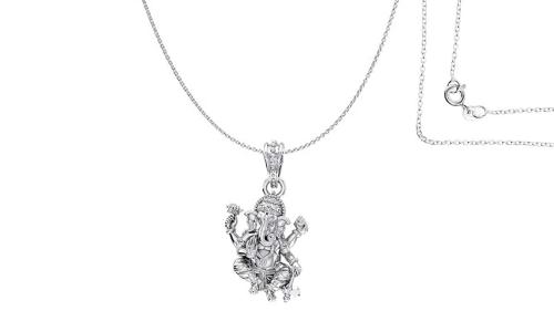 Akshat Sapphire Pure Silver God Ganesha Pendant With Chain Suitable For Men and Women