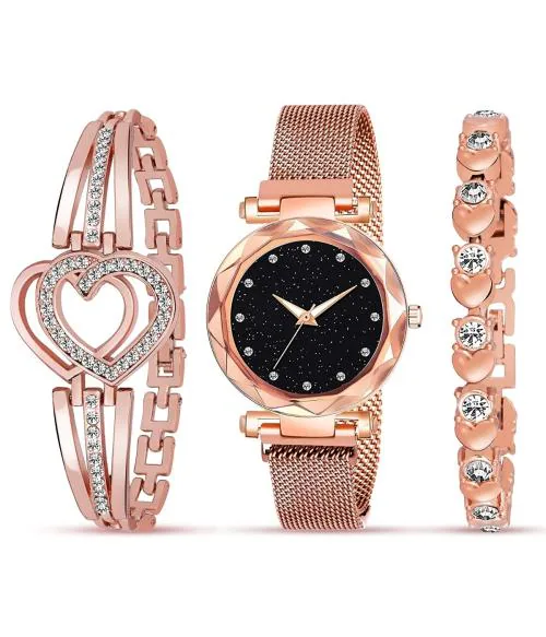 Buy Goldenize fashion Analogue Rose Gold Dial Magnet Watch with Gift ...
