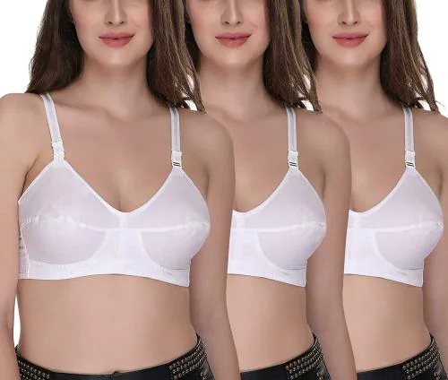 Sona Lingerie Women's Bee Heart Elastic Straps T-Shirt Bra Full Coverage Non Padded Cotton