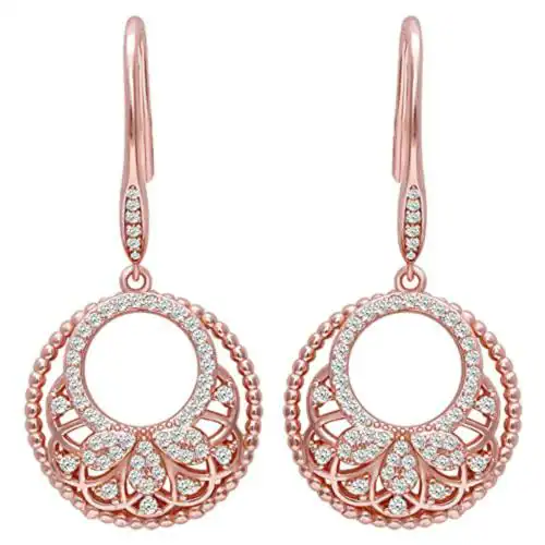 Giva Sterling Silver Rose Gold Crescent Affair Earring For Women