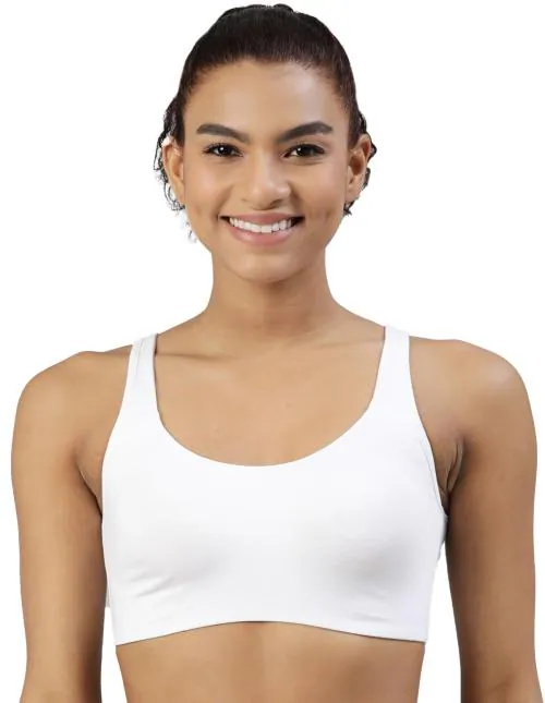 Blossom Women's Double layered Soft Cup, Easy Slip On, Anti- microbial treated, Non Padded, Wireless, Full Coverage Everyday Bra_Aesthetic White 36B