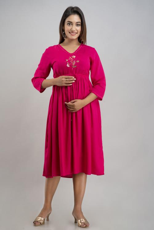Buy Celebravo Women Embroidered Maternity and Feeding Dress KurtaL