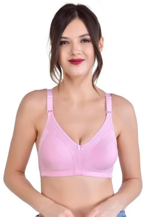 Alishan Pink Cotton Blend Minimizer Non Padded Bra Bra - 36D (AS0823)