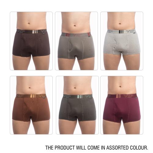 VIP Men's Assorted Brando Plain Cotton Pack of 6 Trunk