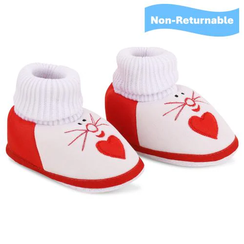 ONFEET Pack Of 1 Comfortable Skin Friendly Baby Shoes 0 Size | Baby Boy Shoes New Born | 0-9 Months New Born Baby Shoes | Baby Booties | Baby Girl Shoes 0 Size, Color-HEART-White