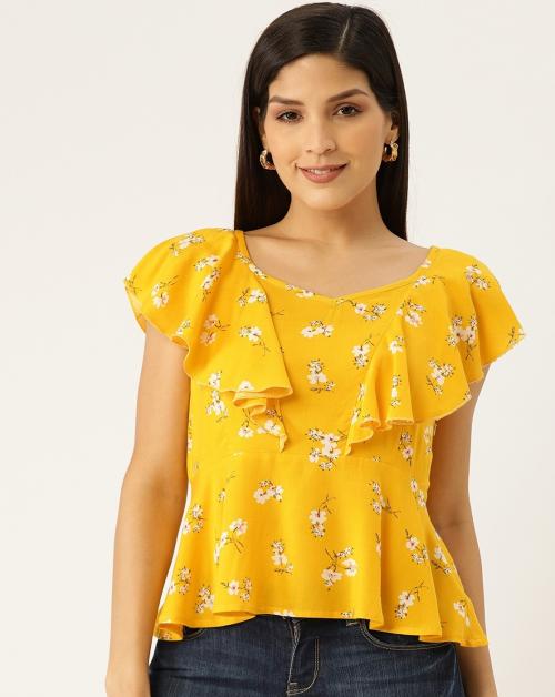 Buy Yellow Floral Frill Top Online at Best Prices in India JioMart.
