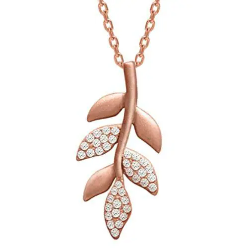 Giva Sterling Silver Matte Rose Gold Twig Pendant For Women