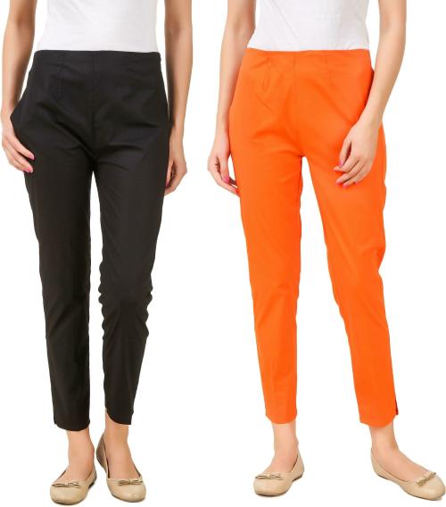 Q-Rious Women Multicolor Solid Pack of 2 Casual Trousers