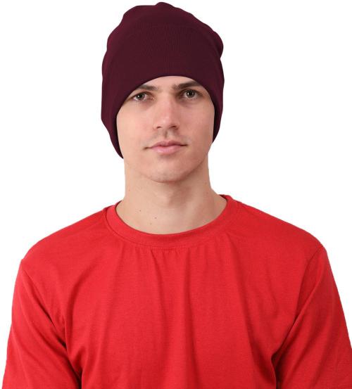 The Blazze Men Maroon Lycra Rib Skull Cap (Pack Of 1)