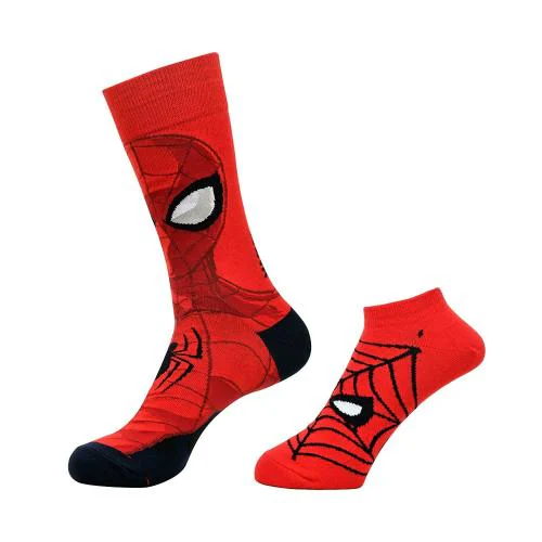 BALENZIA x Marvel Character Crew & Lowcut/Ankle Length Sock for Men- THE AMAZING SPIDER-MAN (Pack of 2 Pairs) Red I The Amazing Spider-Man Gift Pack Made with Cotton & Nylon