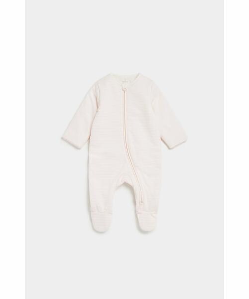 Mothercare Girls Full Sleeves Snowsuit Stiped-Pink