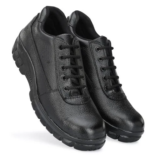 ALLSAFE Genuine Leather Steel Toe Safety Shoes For Men (Black)