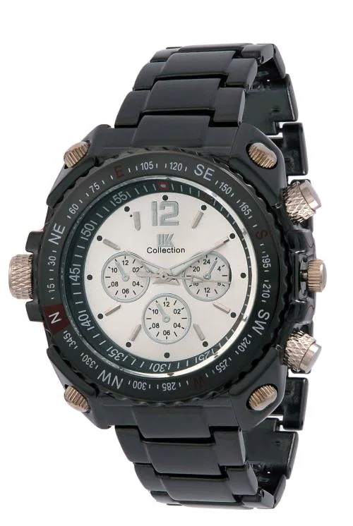 IIK Collection Round Studded Dial Metalic Bracelet Chain Strap Analogue Wrist Watch for Men and Boys -(IIK-036M)