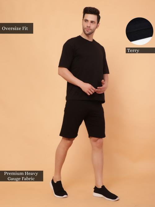 Timyka Men Black Terry Cotton T-Shirt S