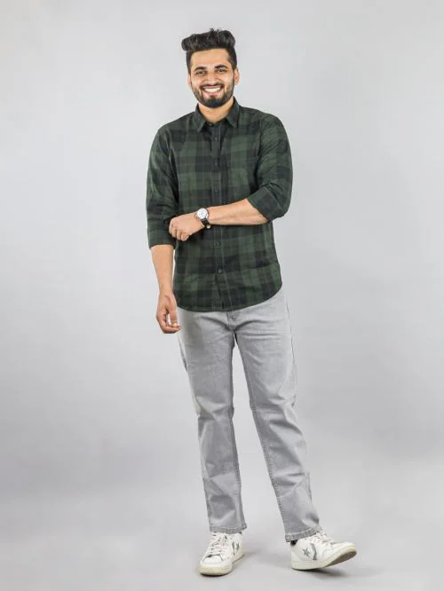 Zaab Mens casual Shirt_ZFL13812_Green_M