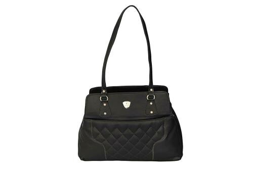 LADY QUEEN Black PU Leather Women Handbag (LQ-00014DT)