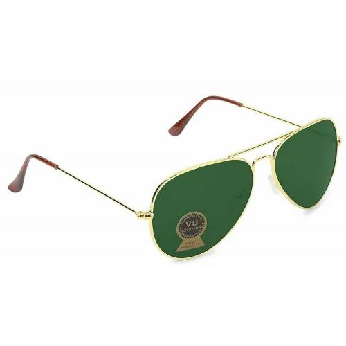 Aviator UV Protected Unisex Green Sunglasses (Green Glass Lens)