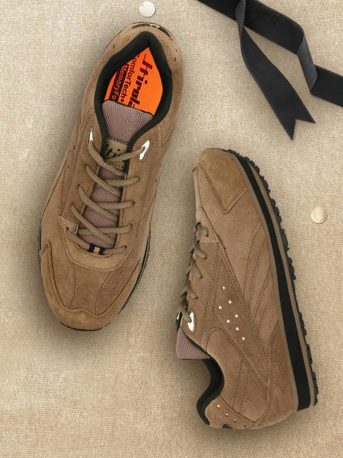 Hirolas Leather Multi Sport Shock Absorbing Walking Running Fitness Athletic Training Gym Sneaker Shoes - Camel