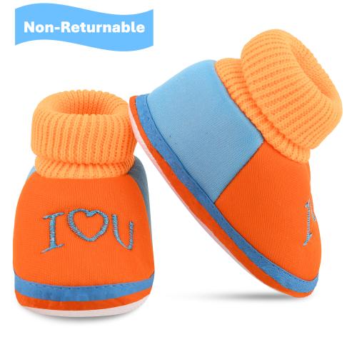 SMARTOTS Pack of 1 Stylish New Born Baby Shoes | Skin Friendly Comfortable Baby Boy Shoes New Born 0-9 Months | Baby Boy Shoes New Born | Baby Shoes 0 Size | Baby Shoes | Baby Booties | Baby Girl Shoes 0 Size | Baby Footwear, Color-ILOVEU-Orange