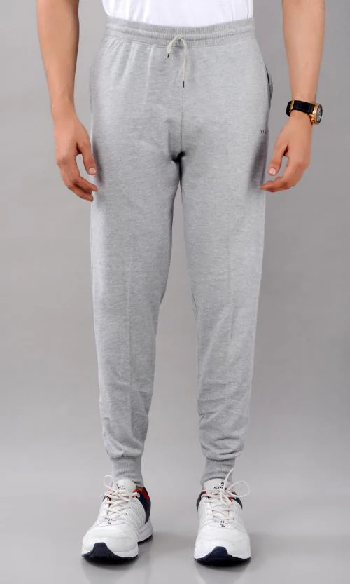 VILLAIN with Drawstring Waist Men Slim Fit Track Pants - Cotton-Easy Stain Release,Soft,Quick Dry Reflective Logo on Front-Grey