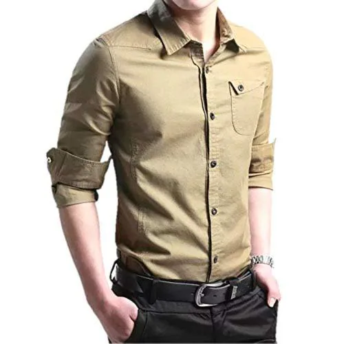TB Trybuy.in Exclusive Designer Trendy Cotton Solid Khaki Casual Shirt for Men