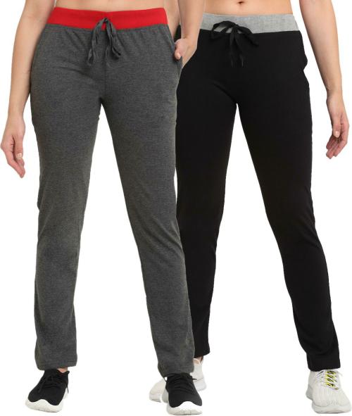 Vimal Jonney Women Multicolor Solid Cotton Blend Track Pants (Pack of 2)