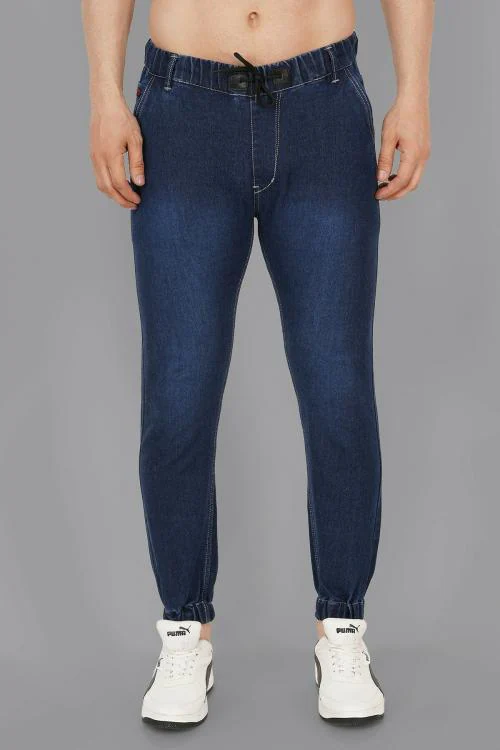 Dakwins Men Jogger Fit Mid Rise Dark Blue Jeans