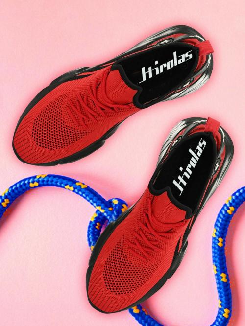 Hirolas Knitted athleisure Sports Shoes - Red/Black
