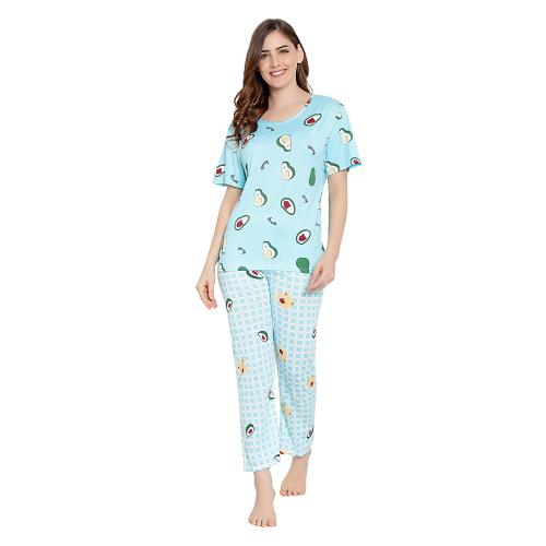 F Fashiol.com Women Multi-Printed Top & Pyjama Round Neck Night Suit | women top and pyjama set | women night suit | women top and pyjama | women night drees |women night suit