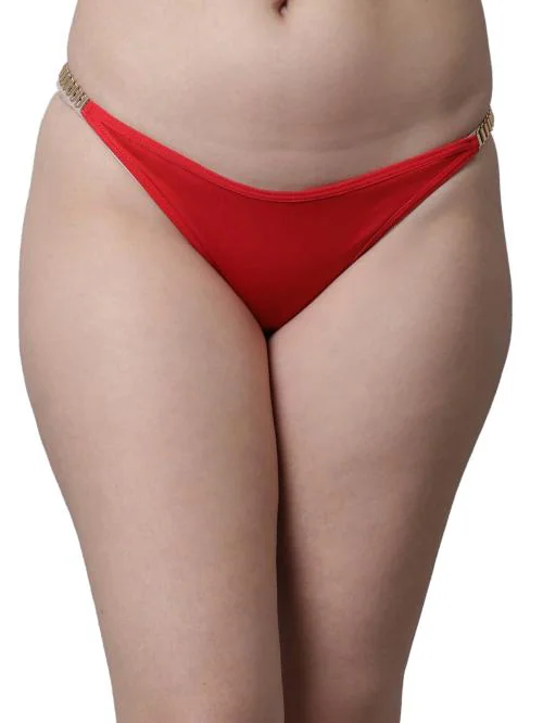 PrettyCat Women Polyester BlendRed Solid G-String Panty (PC-PA-6086)