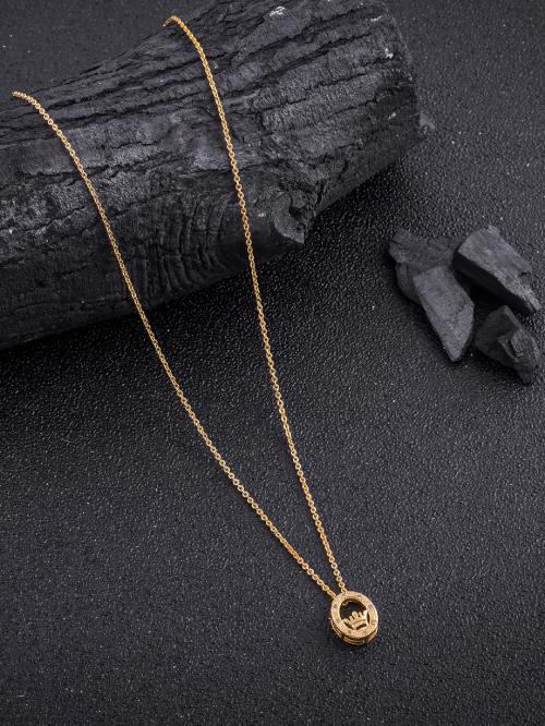 LYRISS Women's Gold Plated Alloy Traditional Design Short Chain and pendant set