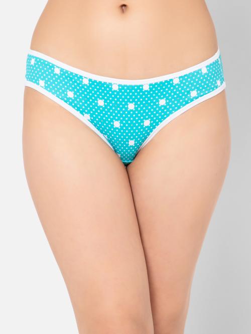 Buy Clovia Blue Polka Print Polyamide Bikini Panty Online at Best