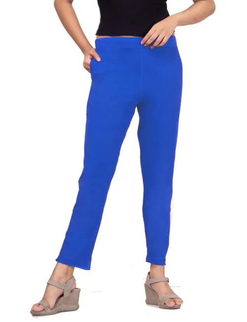 Anaro Royal Blue Women Cotton Lycra Pencil Pant (Kurti Pant/cigarette Pant) suitable for formal and casual wear