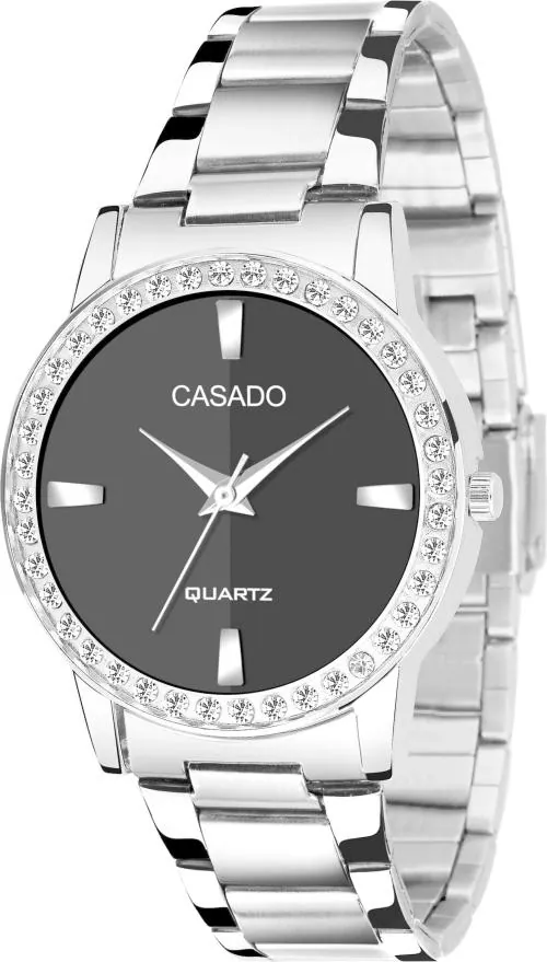 Casado Analog Black Dial Silver Strap Watch For Women (Csd-818-Black)