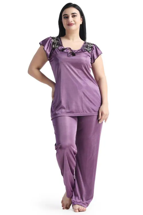Buy Regal Treasur Women's Sport Lycra Plain Half Sleeve Shirt And Pajama  Pants Regular Fit Night Suit Notched Collar Top And Pyjama Set Ladies Night  Dress (pack Of 1) Online In India