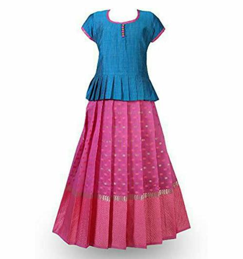 Shivangi Clothing Girls Pattu pavadai | Lehenga (9-10 Years)