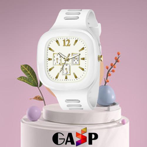 GASP Analog White Dial White Strap Watch For Men And Women