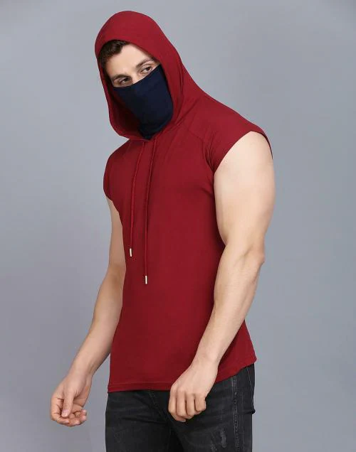 Rockhard Sleevless Hooded Tshirt with Mask| T shirt for men | Tshirt | Tshirt Men |
