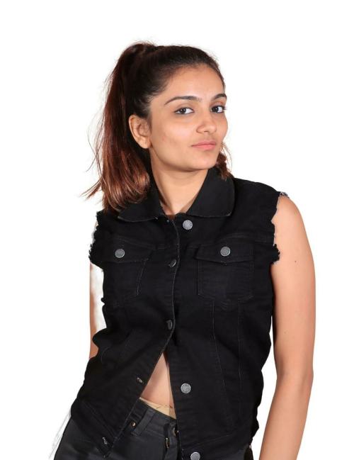 Copper Women's Short Casual Fashionable Stylish Denim Jacket Regular Denim Shrug for Girls (6XL, Black)