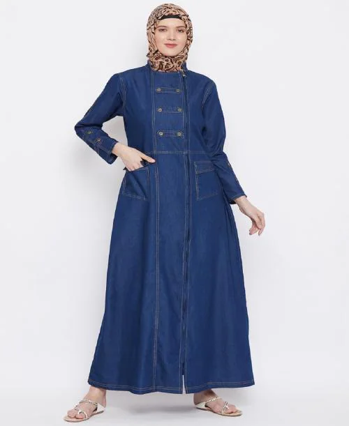 Momin libas Women's Blue Denim Abaya / burqa