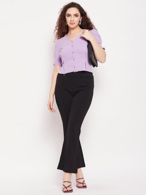 Madame Women Purple Solid Viscose Rayon Casual Top