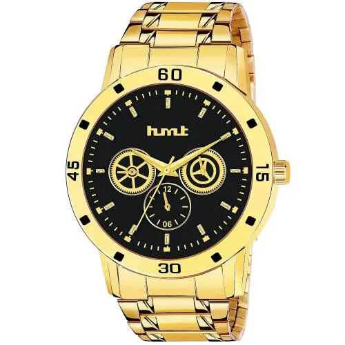 DENZER HILLS Mens Big Face Stainless Steel Analog Quartz Watches Fashion Business Chronograph Wrist Watches for Men | Gold