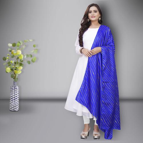 Rudra Fashion Mart Women's Beautiful Blue, White Georgette Stitched Anarkali Gown