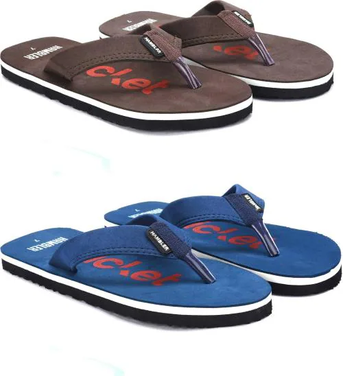 Hambler Blue and Brown Eva Flip Flops for Men, Size 9 (Pack of 2)