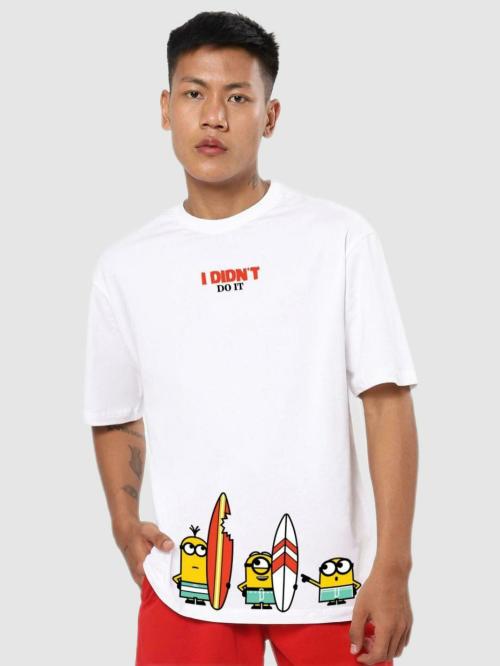 Bewakoof Men Minions Graphic White Short Sleeve Round Neck T-shirt