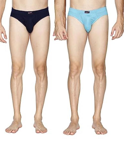 Semantic Men Dark Blue, Sky Blue Plain Cotton Pack Of 2 Underwear (2Xl)
