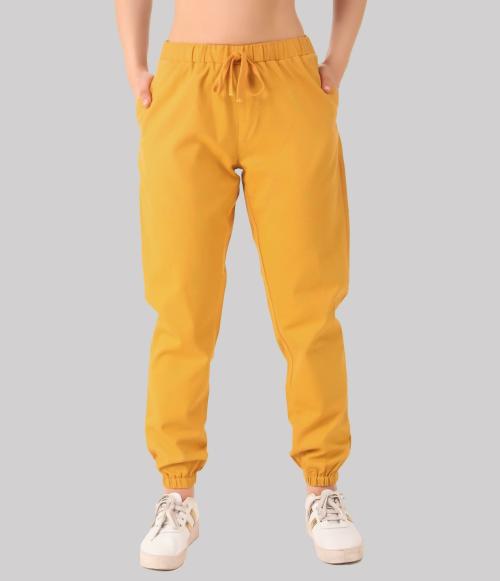 Q-Rious Women Mustard Solid Single Jogger Pants