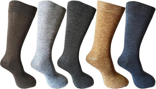 Cotson Men Calf Length Thick Woolen Multicolored Socks (Pack of 5 Pairs)
