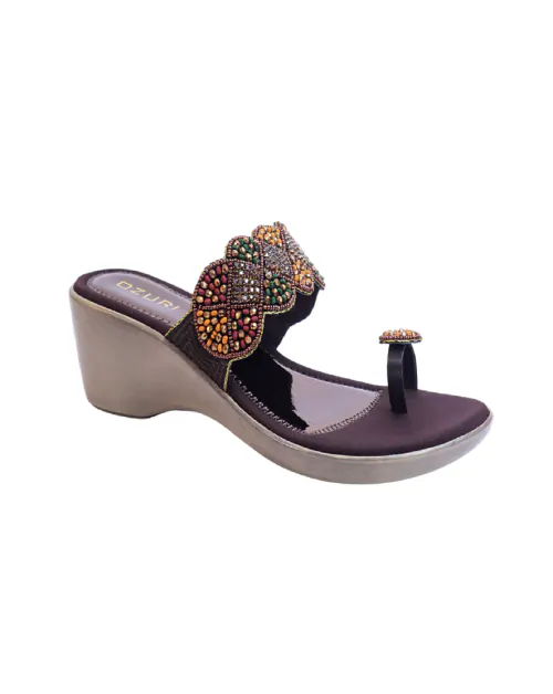 OZURI Women's Multi Embellished Toe Ring Wedges