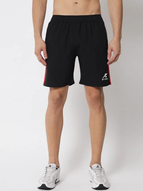 My Swag Men's Black Color Solid Exercise Gym Shorts